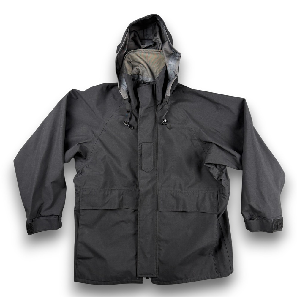 US Navy Army Cold Weather Jacket Mens S Black ECWCS Gore-Tex‎ Rain Hooded Parka